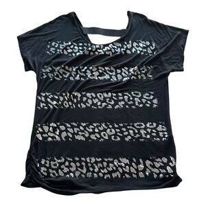 Womens Shirt Size 2X Black Metallic Futuristic Y3K Whimsigoth Animal Print Sleek
